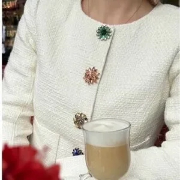 Cinq à Sept Randi Tweed Rhinestone-Button Jacket - Picture 2 of 7